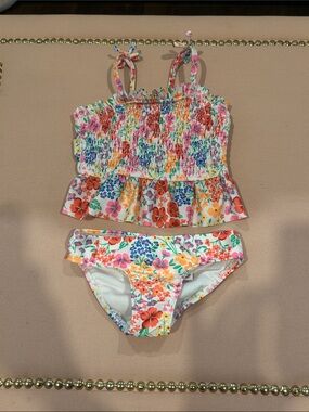 wonder nation Floral Ruffle Tankini Swimsuit - Pink, Orange, Green, Blue